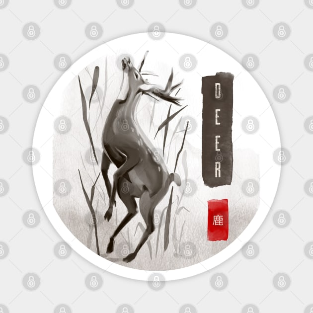 Love For Your Japanese Culture By Sporting A Deer Design Magnet by ForEngineer